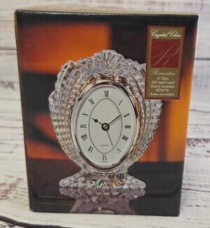 Crystal Clear "Romantica"  Lead Crystal Quartz Clock 6" NIB